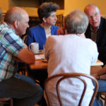 David Clark and participants at a death cafe in Castle Douglas, Scotland