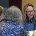 Dr Naomi Richards at a death cafe with Age Scotland members